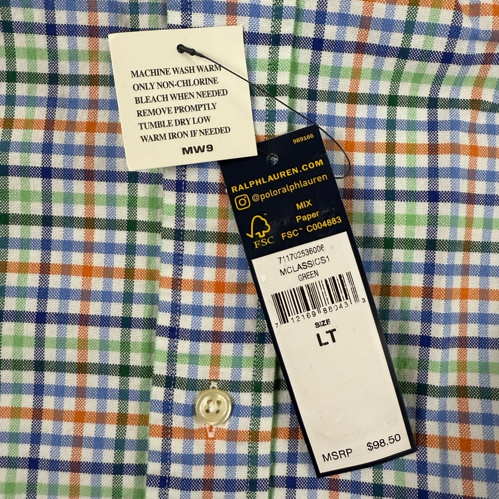 Polo Ralph Lauren 100% Cotton Oxford Plaid LS Shirt w Embroidered Pony NWT - Picture 5 of 7
